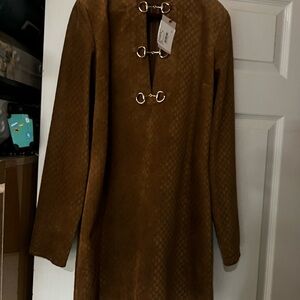 Gucci dress with gold hardware it is a mini dress with tiny gg all over